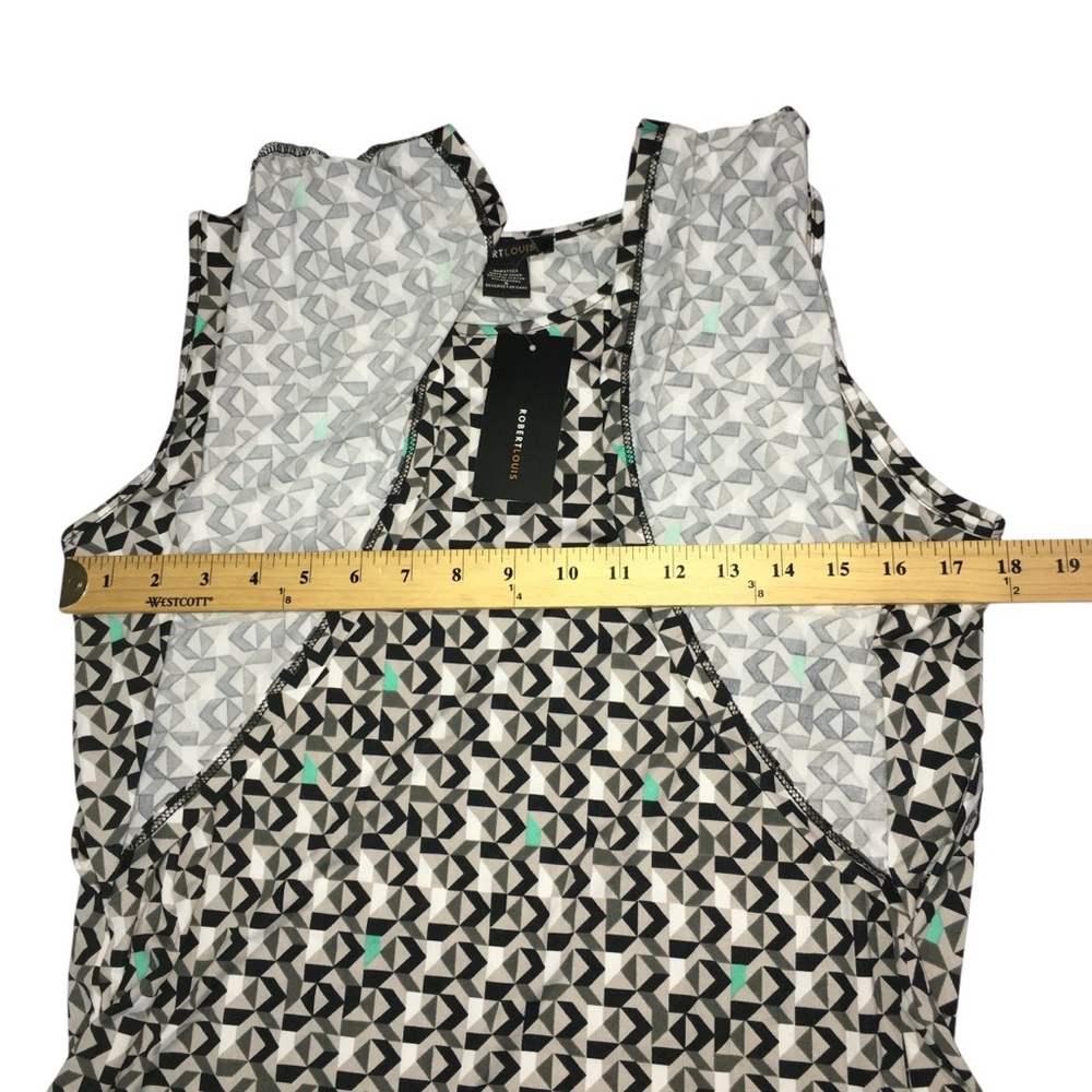 NWT Robert Louis Geometric Multi-Colored Flutter Sleeve Top - Women’s Small - Picture 3 of 12